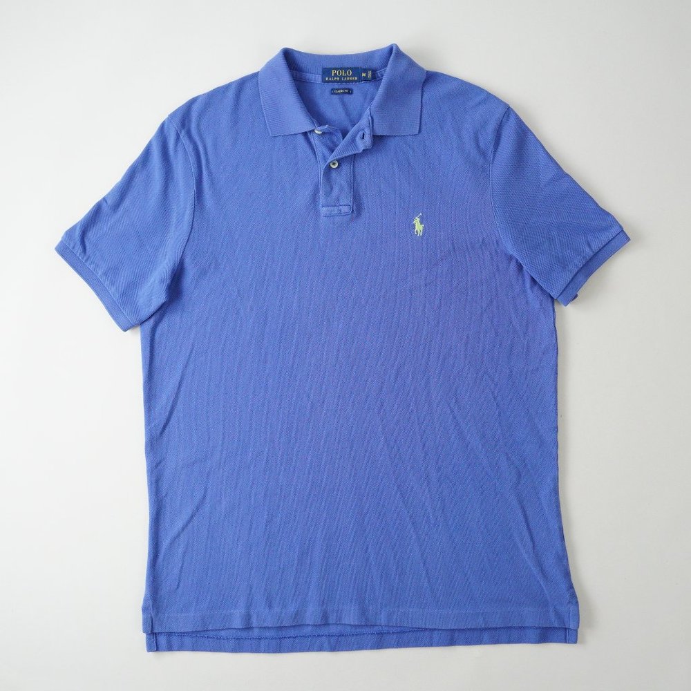 Polo Ralph Lauren Classic Fit Polo Shirt Cotton Mesh Short Sleeve Blue Mens Sz M
